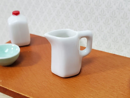 Dollhouse White Pitcher with Handle Ceramic 1:12 Scale Miniature Kitchen Dishes