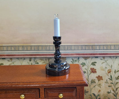 Dollhouse Battery Light with Wand Candlestick Large Black 1:12 or 1/6 Scale Lamp