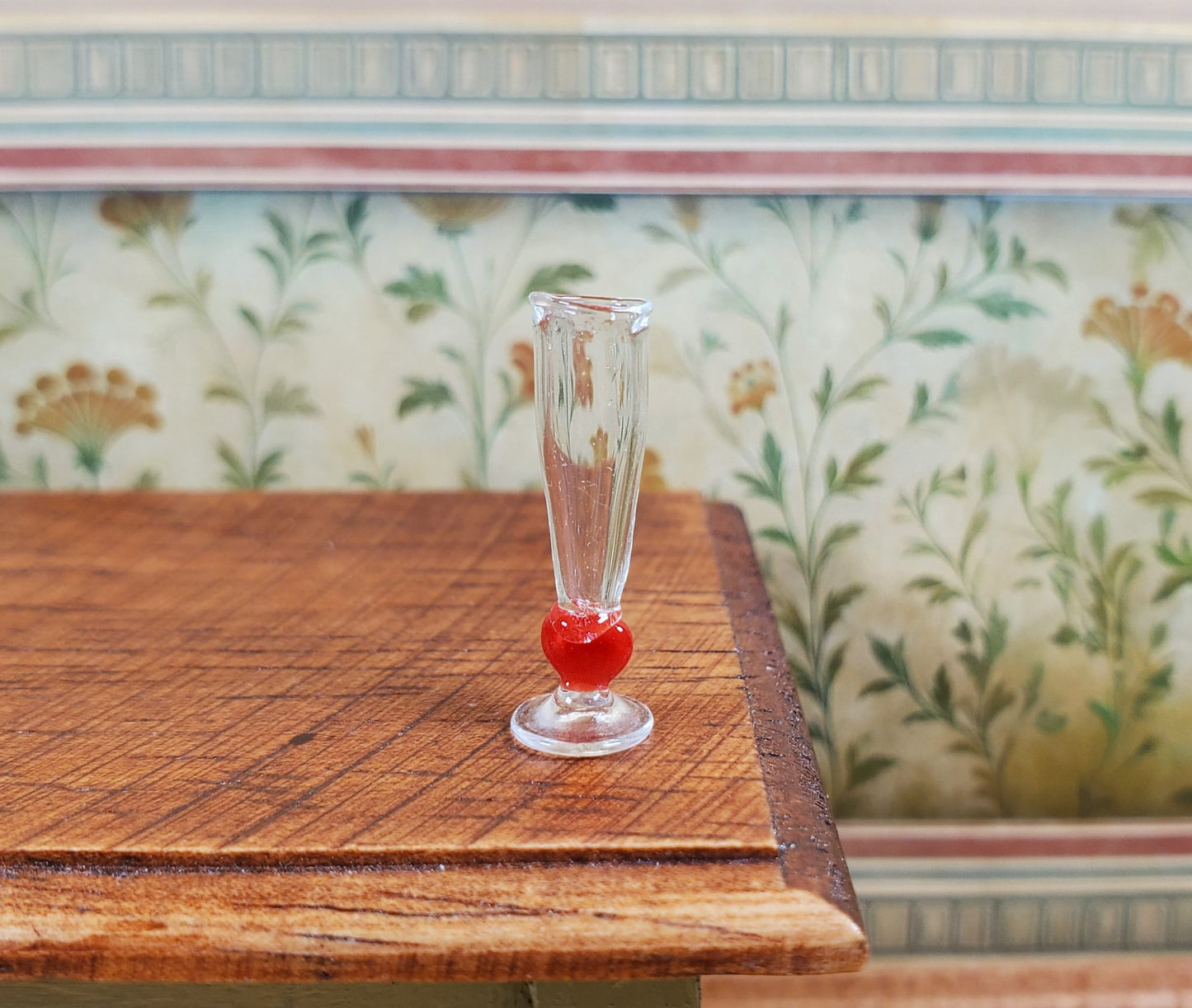 Dollhouse Glass Flute with Heart Design 1:12 Scale Miniature Kitchen Dining