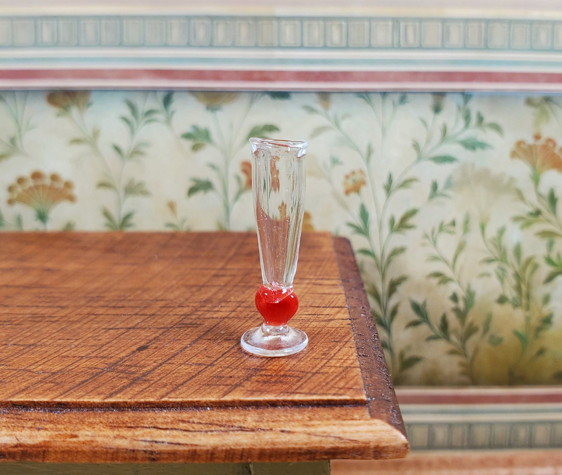 Dollhouse Glass Flute with Heart Design 1:12 Scale Miniature Kitchen Dining