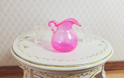 Dollhouse Bright Pink Glass Flared Pitcher 1:12 Scale Miniature Kitchen