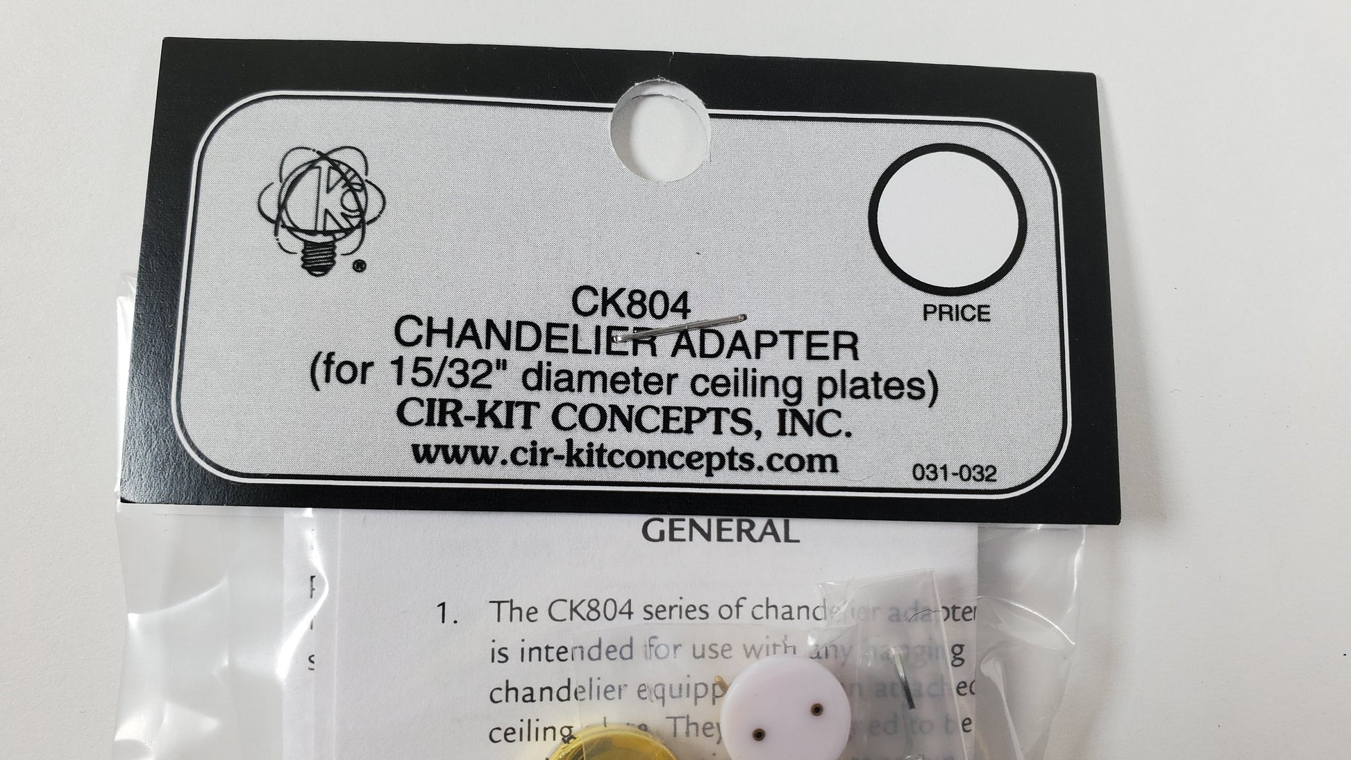 Cir-Kit Chandelier Adaptor for Lights 1:12 Scale Dollhouse CK804 15/32" Diameter