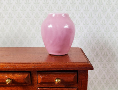 Dollhouse Pink Ceramic Vase with Wave Pattern 1:12 Scale Miniature