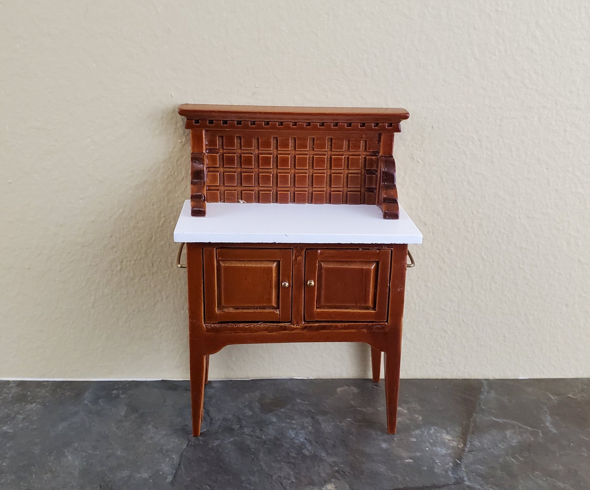 Dollhouse Miniature Wash Stand or Side Board Walnut Finish 1:12 Scale