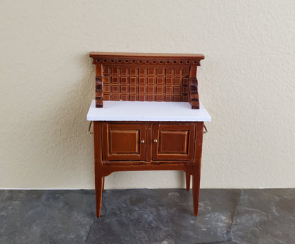 Dollhouse Miniature Wash Stand or Side Board Walnut Finish 1:12 Scale