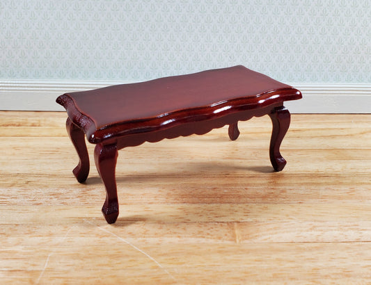 Dollhouse Coffee Table Curvy Top Rectangle Mahogany Finish 1:12 Scale Miniature Furniture
