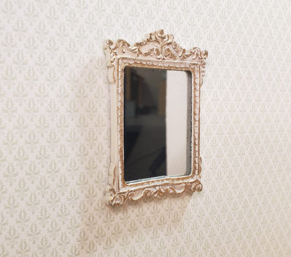 Dollhouse Mirror French Victorian Style Antique White & Gold 1:12 Scale