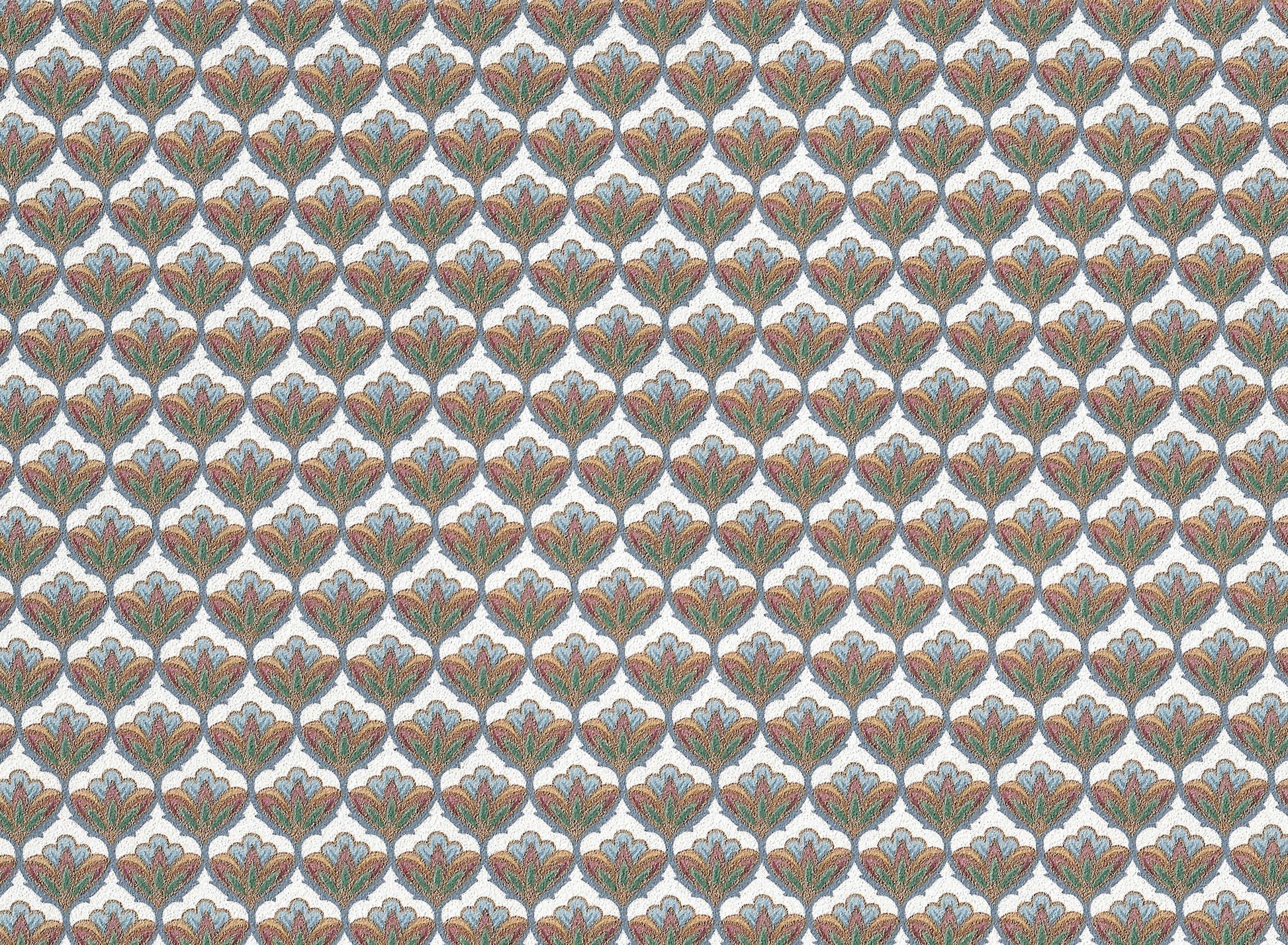 Dollhouse Wallpaper Art Nouveau 3 Sheets White Green Gold 1:12 Scale