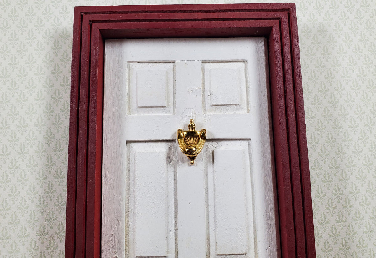 Dollhouse Door Knocker Gold Painted Brass Metal Movable 1:12 Scale Miniature