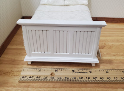 JBM Dollhouse Bed Farmhouse Country Style White 1:12 Miniature Furniture