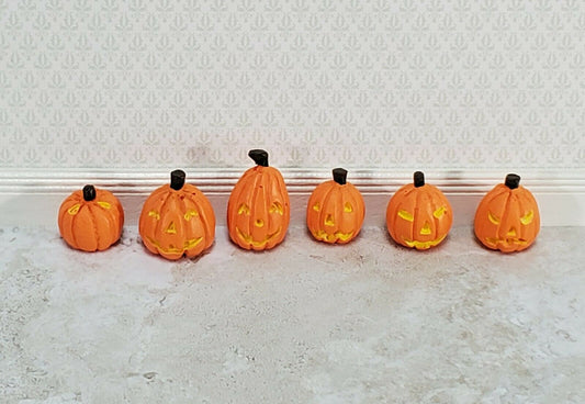 Dollhouse Pumpkins Carved x6 Assorted 1:12 Scale Miniatures Halloween Decor