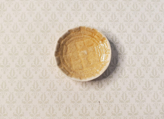 Dollhouse Light Brown Ceramic Round Bowl Thatched Design 1:12 Scale Miniature