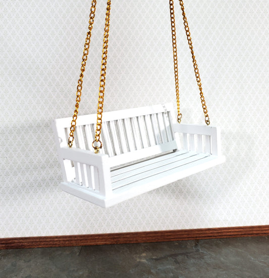 Dollhouse Porch Swing Bench Style White 1:12 Scale Miniature Garden Furniture