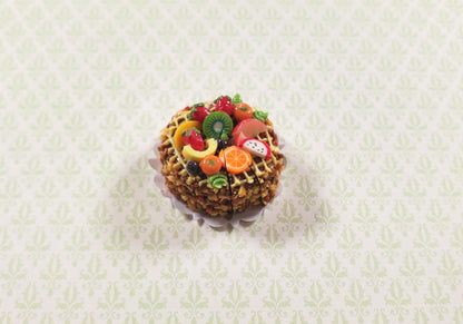 Dollhouse Fruit Topped Cake Sliced 1:12 Scale Miniature Dessert Food Bakery