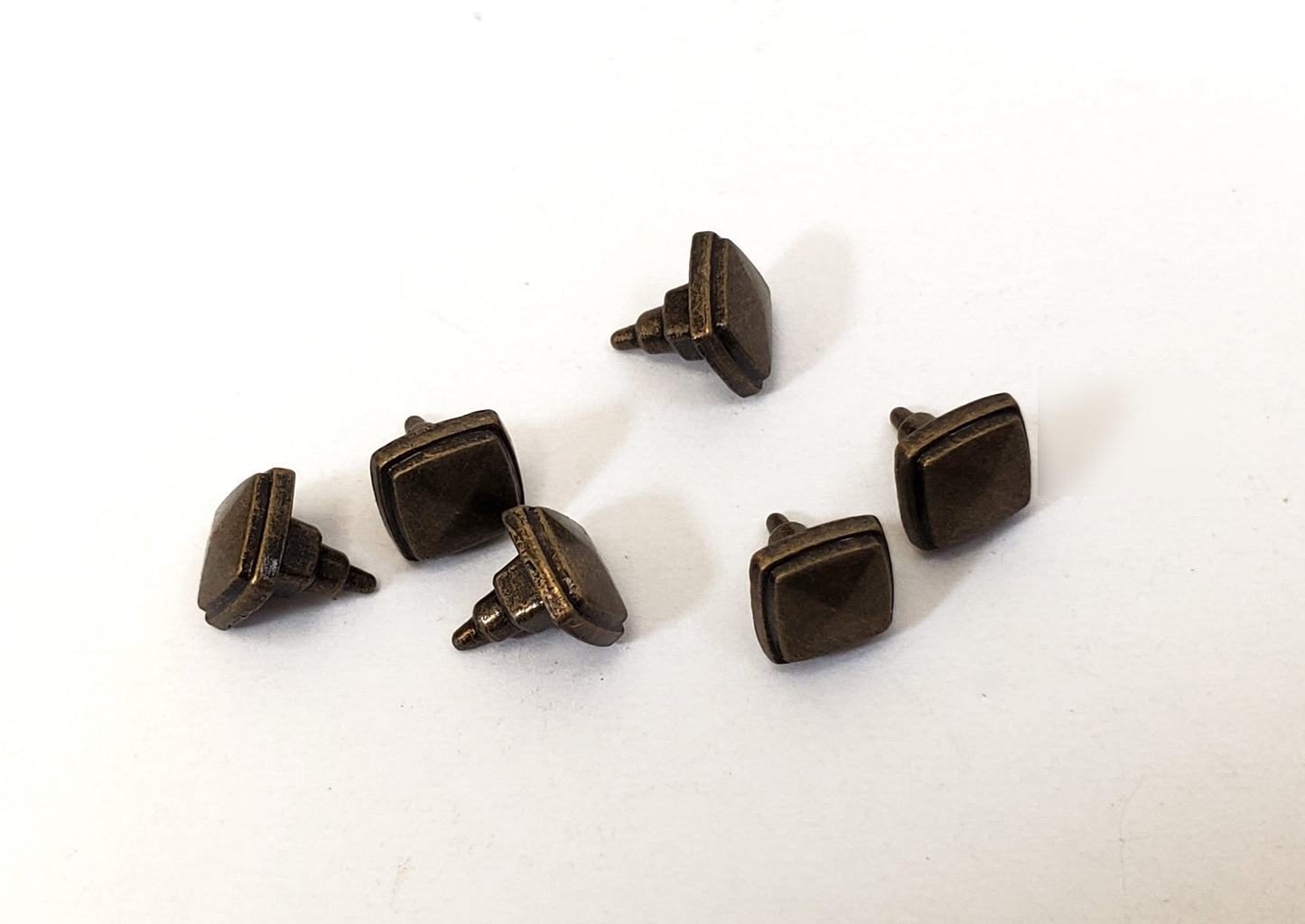 Dollhouse Drawer Pulls Square Antique Bronze Metal 6 Pieces 1:12 Scale Miniature