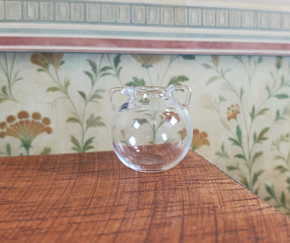 Dollhouse Small Clear Glass Urn Vase with Handles 1:12 Scale Miniature Kitchen