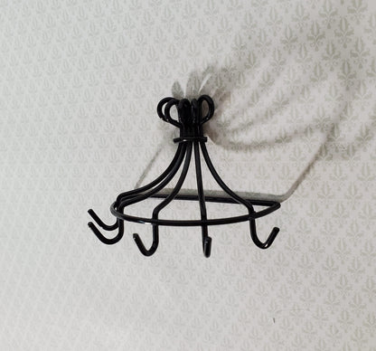 Dollhouse Pot Pan Hanger Rack with Hooks Metal Kitchen Rack 1:12 Scale Miniature