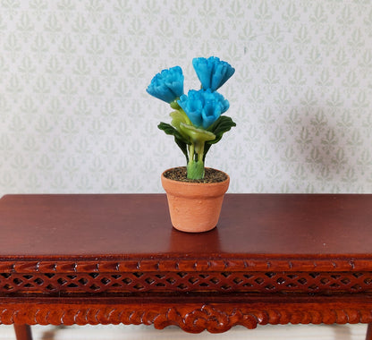 Dollhouse Blue Phlox Potted in a Terra Cotta Pot 1:12 Scale Miniature Plant
