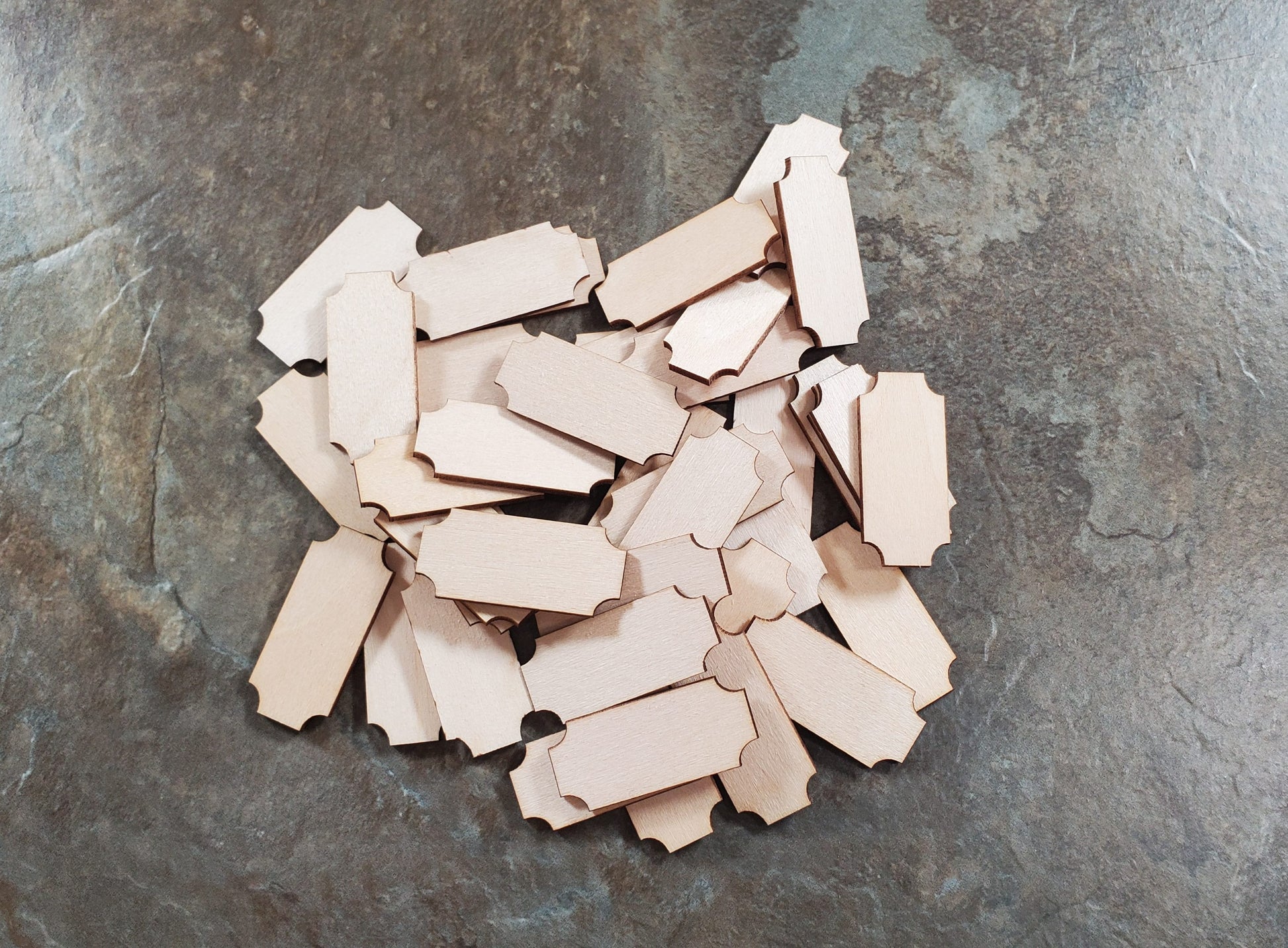 Wood Cut Outs 40 Small pieces Basswood 1/16" thick Blanks Tiles DIY Crafts