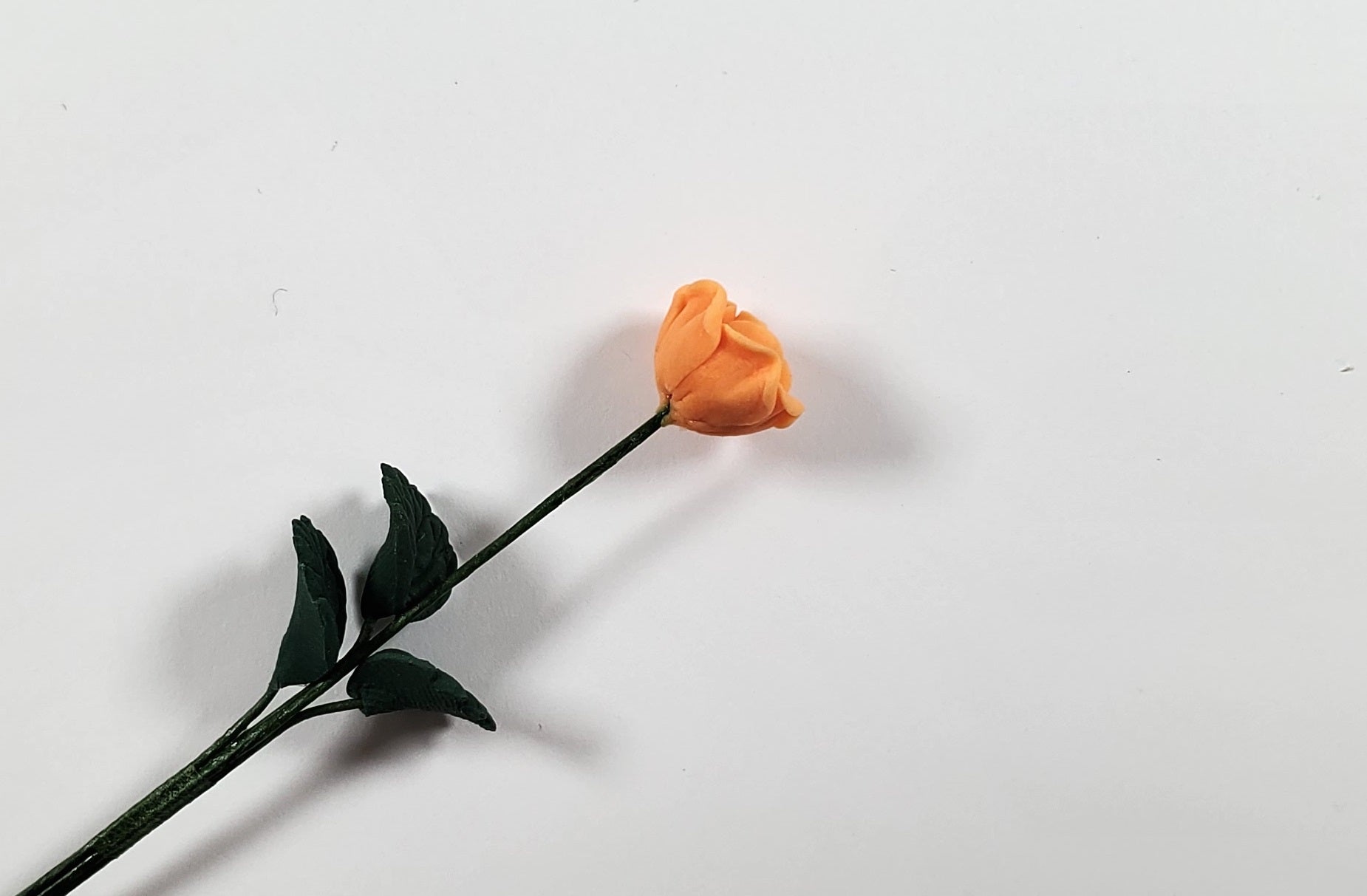 Dollhouse Apricot Rose Single Stem with Foliage 1:12 Scale Miniature