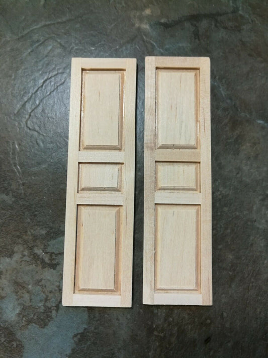 Dollhouse Shutters 3 Panel 1 Pair Unpainted Wood 1:12 Scale Miniature 4 5/8"