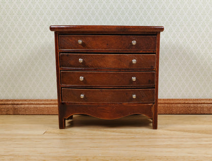 Dollhouse Dresser 4 Drawer Wood Walnut Finish 1:12 Scale Miniature Furniture