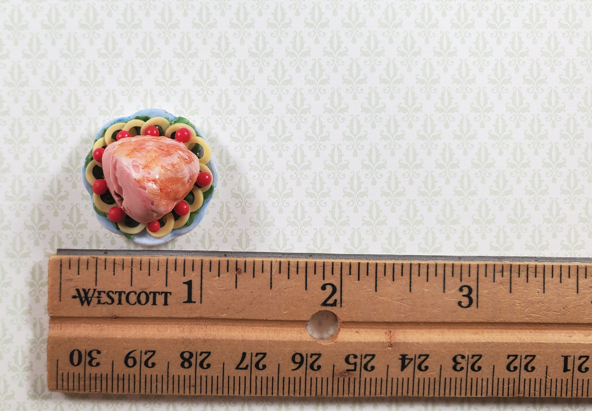 Dollhouse Bone-in Ham with Pineapple Garnish 1:12 Scale Miniature Food Kitchen