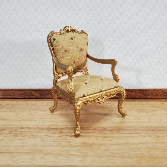 JBM Dollhouse Armchair Chair Rococo Style Gold 1:12 Scale Miniature