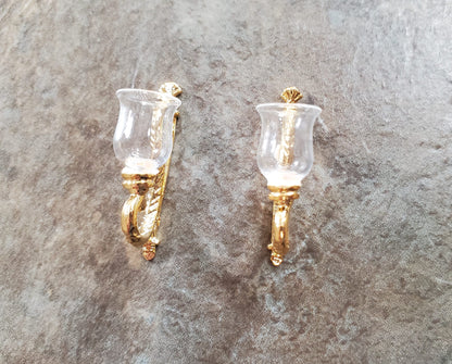 Non-Electric Dollhouse Wall Sconces x2 Fancy Victorian 1:12 Scale Miniature