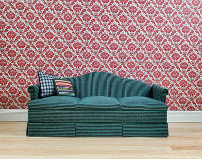 Dollhouse Wallpaper Red Coral Damask 1:12 Scale by MiniatureCrush