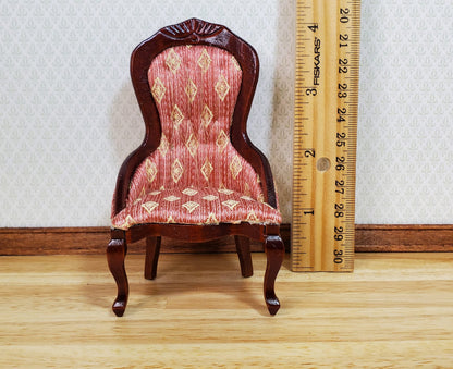 Dollhouse Victorian Ladies Chair Dark Pink 1:12 Scale Miniature Furniture