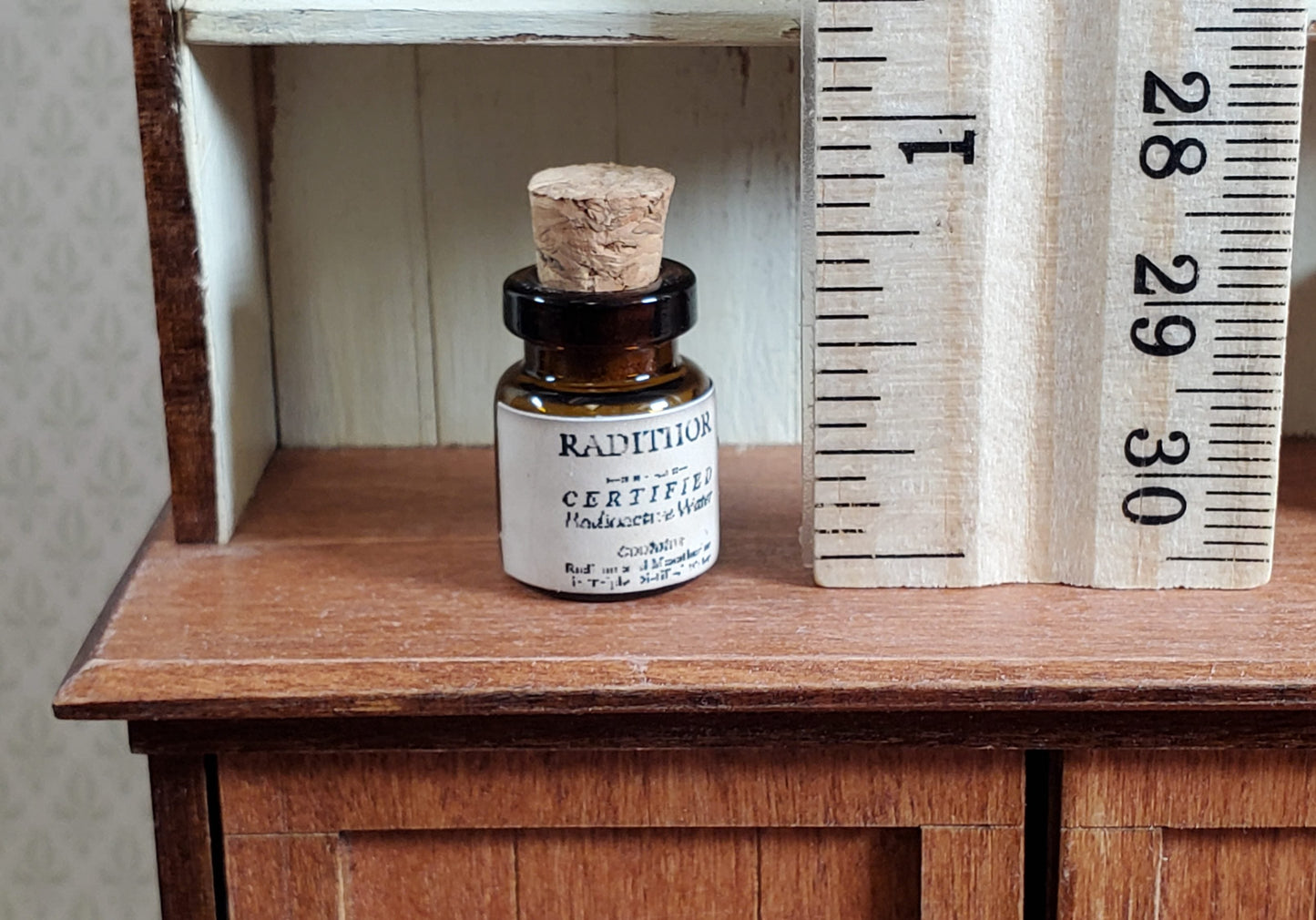 Tiny Potion Jar Radithor Tonic Bottle with Cork Dollhouse Miniature Halloween