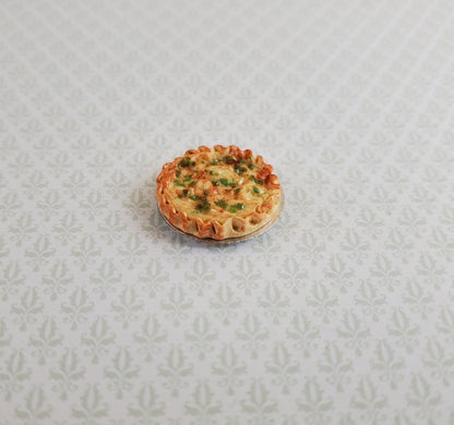 Dollhouse Spinach Quiche in Pie Tin 1:12 Scale Miniature Kitchen Food