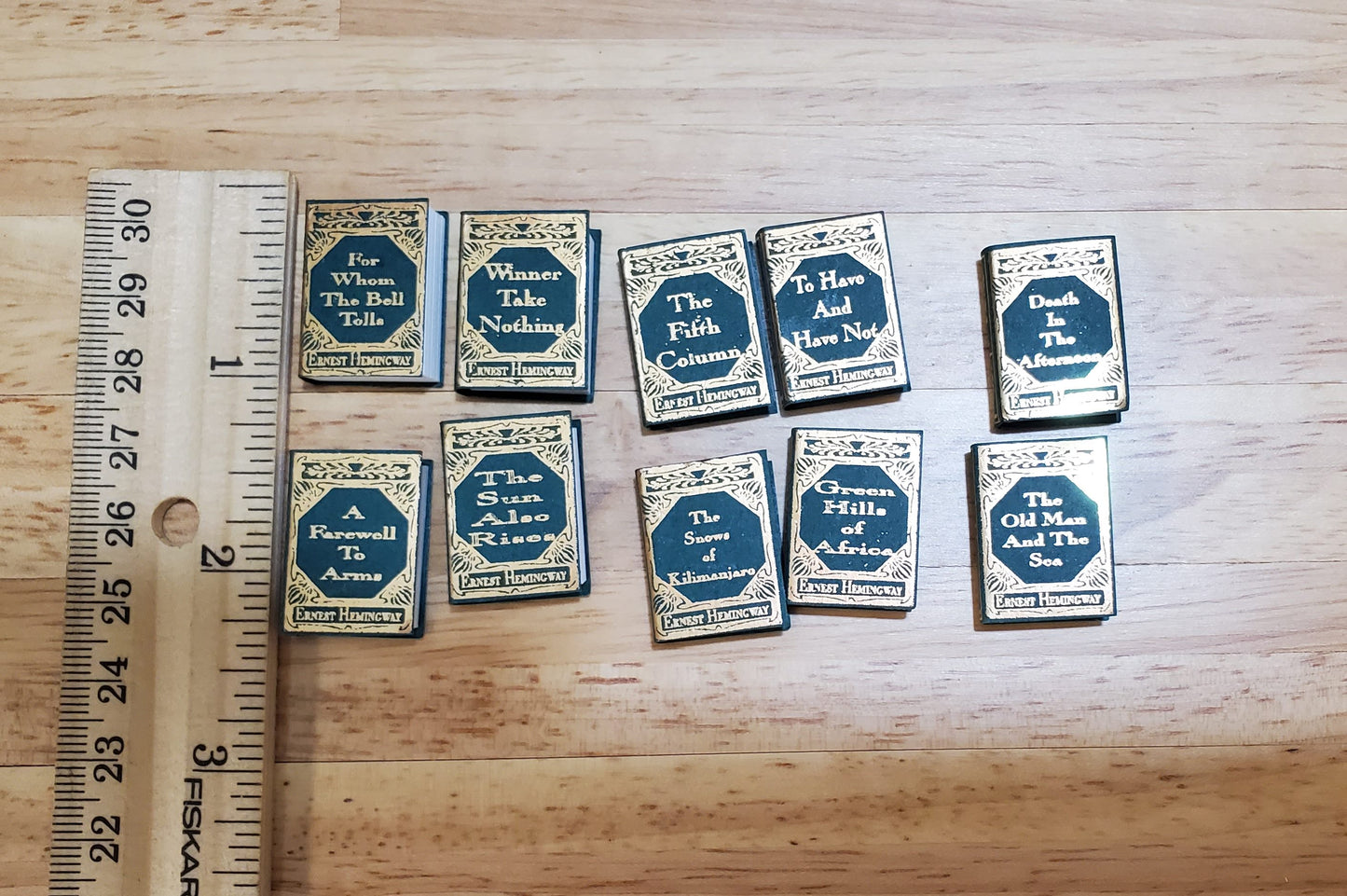 Dollhouse Book Set x10 Ernest Hemingway 1:12 Scale (blank inside) Handmade