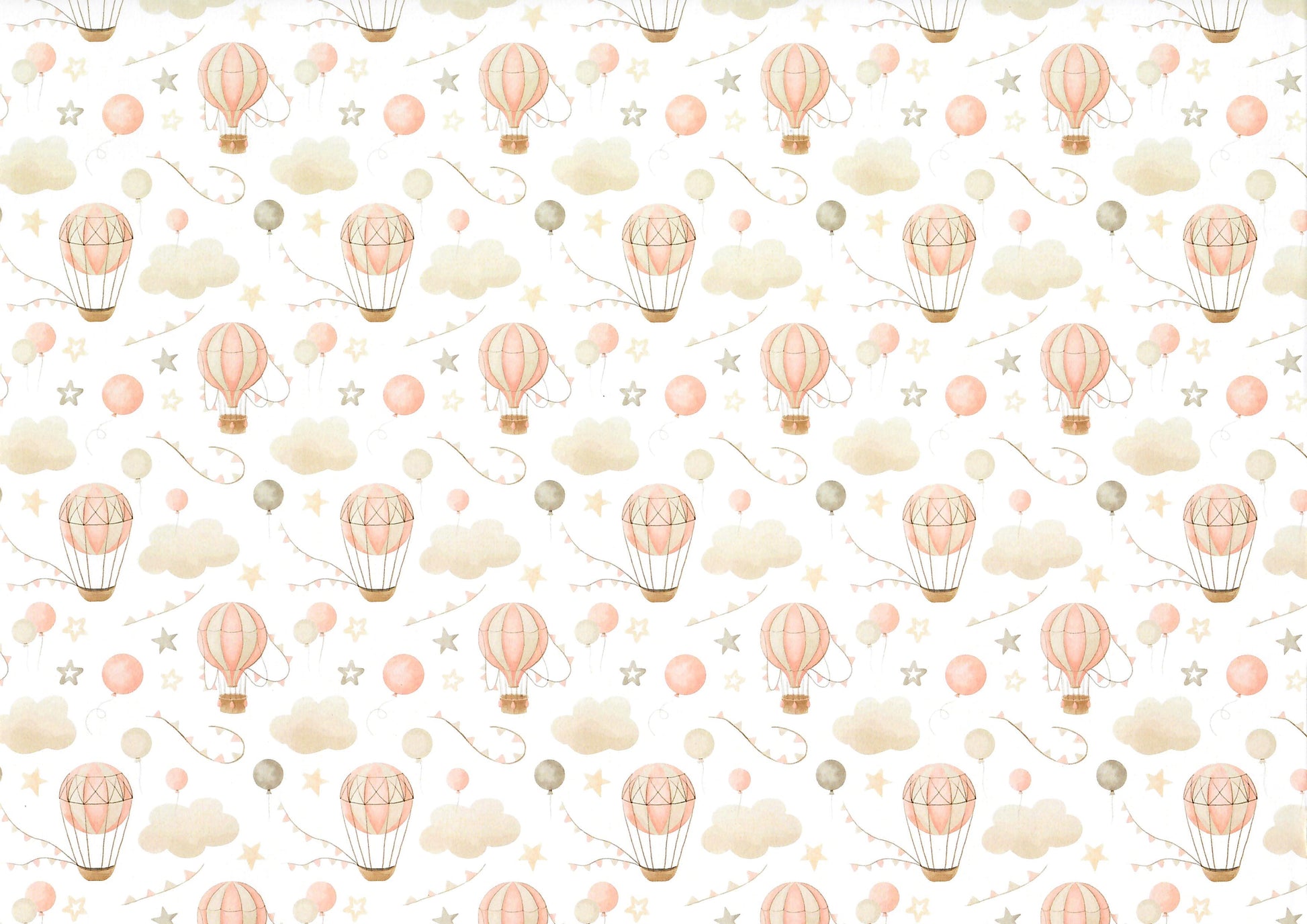 Dollhouse Nursery Wallpaper 3 Sheets Hot Air Balloons Beige 1:12 Scale Miniature