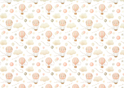 Dollhouse Nursery Wallpaper 3 Sheets Hot Air Balloons Beige 1:12 Scale Miniature