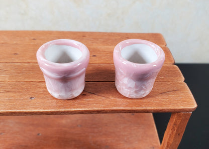 Dollhouse Patterned Pink Ceramic Pot Set of 2 1:12 Scale Miniature