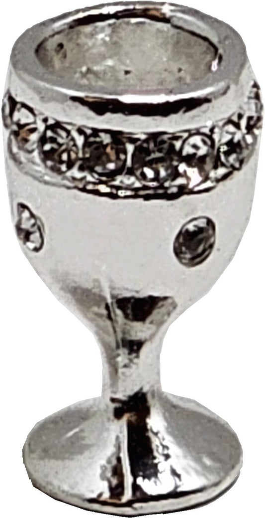 Dollhouse Silver Chalice Goblet with "Diamond" Jewels 1:12 Scale Miniature