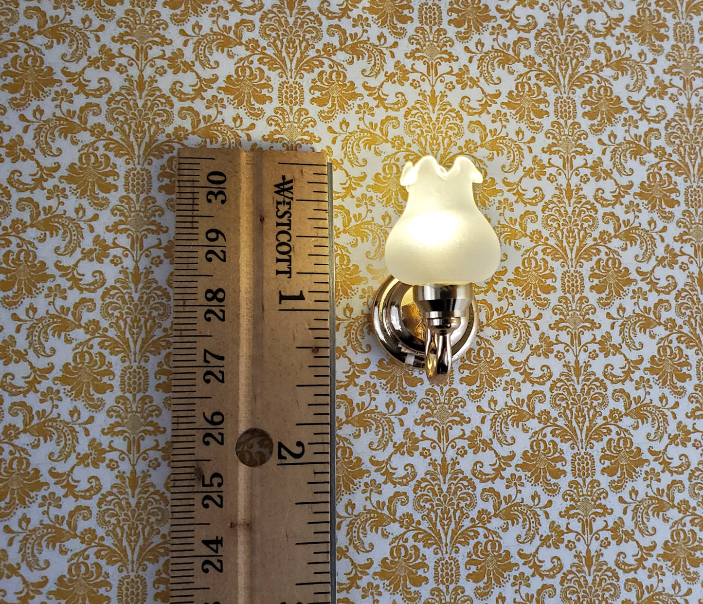 Dollhouse Battery Light Single Tulip Sconce Wand Operated 1:12 Scale Miniature