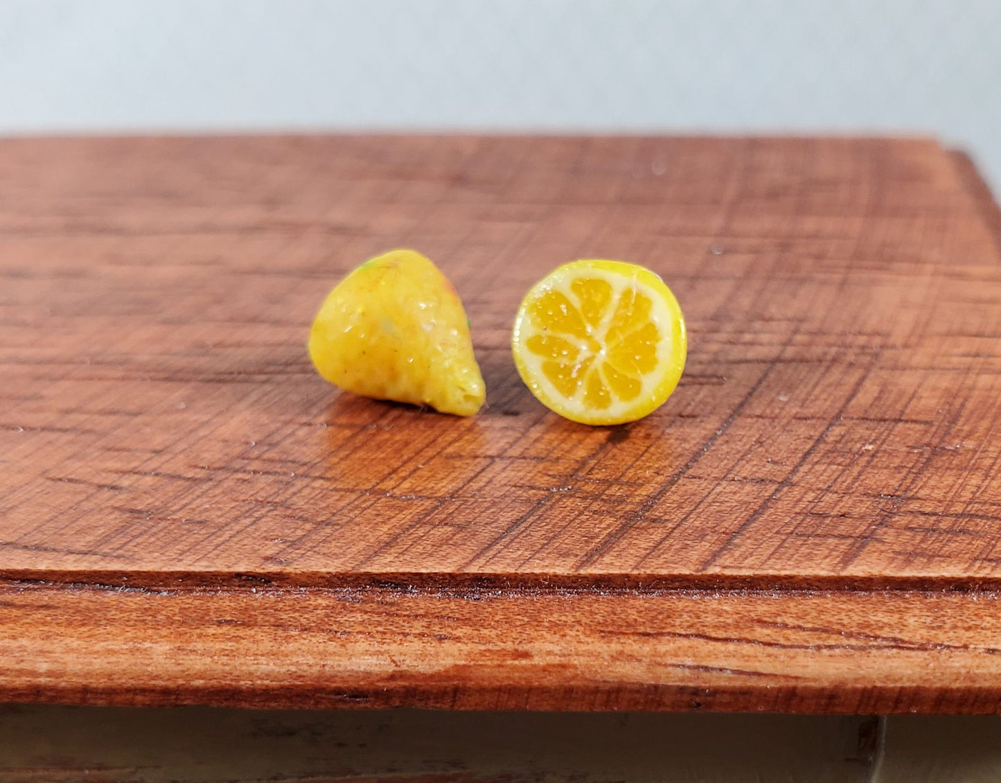 Dollhouse Lemon Halves 2 Pieces 1:12 Scale Miniature Food Handmade
