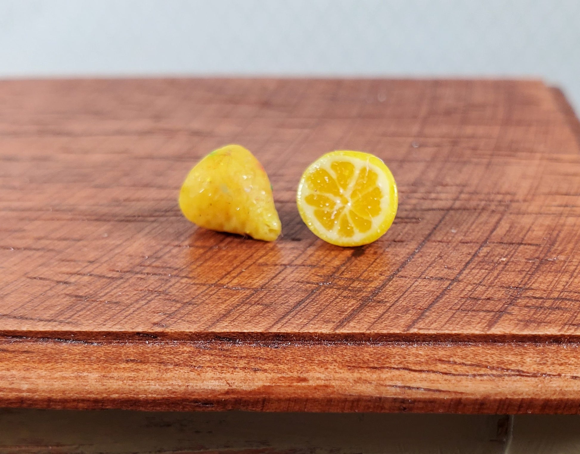 Dollhouse Lemon Halves 2 Pieces 1:12 Scale Miniature Food Handmade