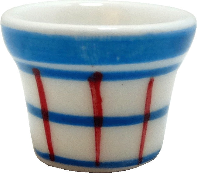 Dollhouse White Blue & Red Plaid Ceramic Planter Pot 1:12 Scale Miniatures