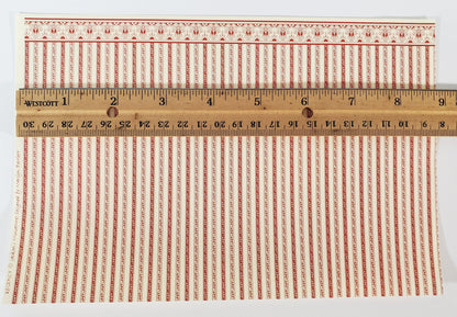 Dollhouse HALF SCALE Wallpaper 3 Sheets Red & Cream Striped "Regency" 1:24 Scale