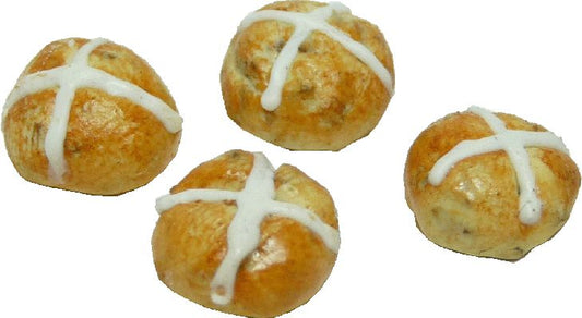 Dollhouse 4 Hot Cross Buns 1:12 Scale Miniature Kitchen Food