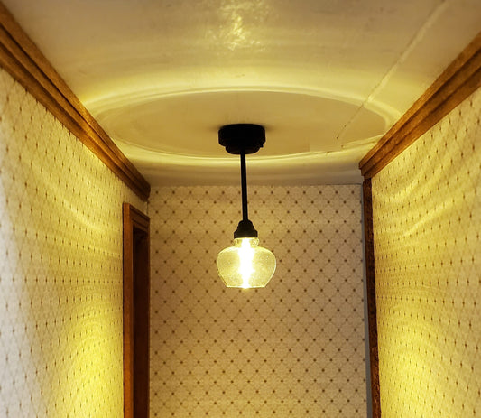 Dollhouse Ceiling Light Modern Black Battery Operated 1:12 Scale Miniature