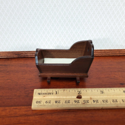 Dollhouse Cradle Small Crib for Nursery Walnut Finish 1:12 Scale Miniature Furniture