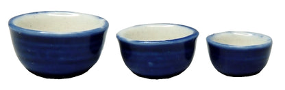 Dollhouse Nesting Mixing Bowls Blue & White Set of 3 1:12 Scale Miniatures
