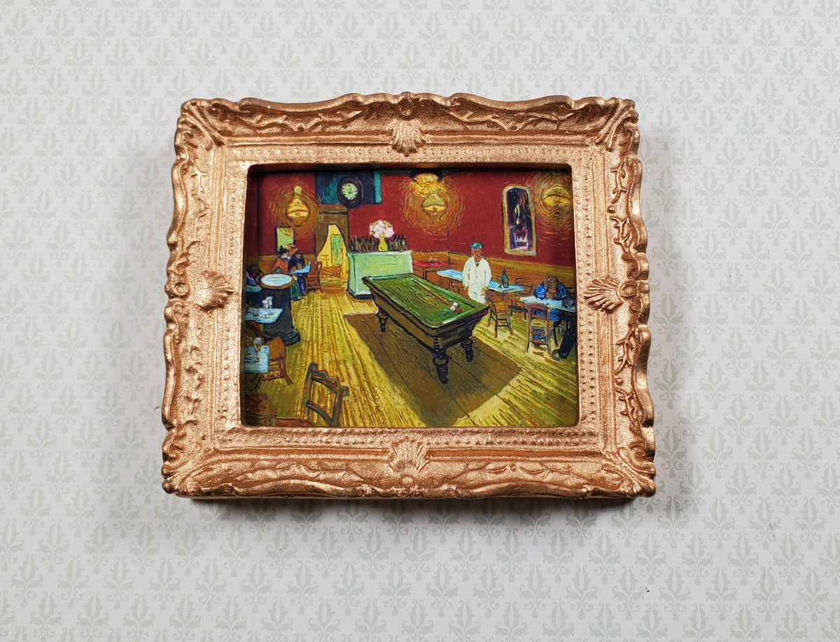 Miniature Vincent Van Gogh Framed Print The Night Cafe 1:12 Scale Bar Pool Table