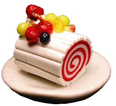 Dollhouse Christmas Peppermint Roll Cake on Plate 1:12 Scale Miniature Dessert