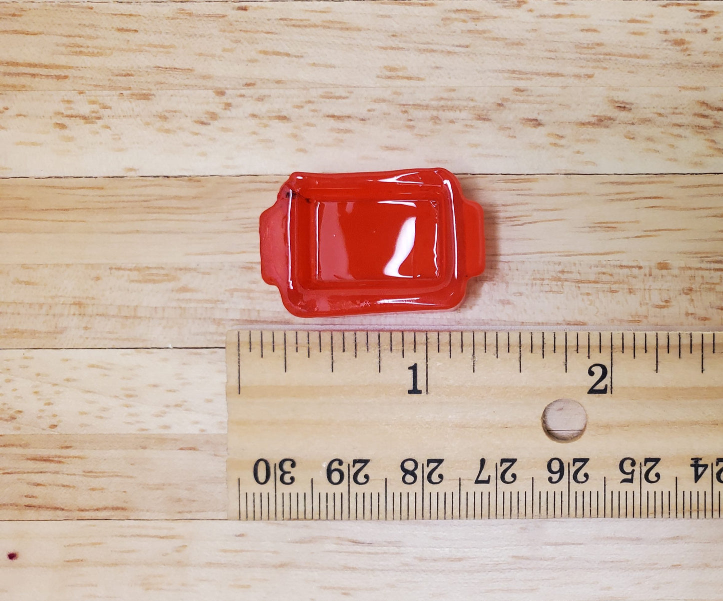 Dollhouse Orange Glass Casserole Dish with Handles 1:12 Scale Miniature Kitchen